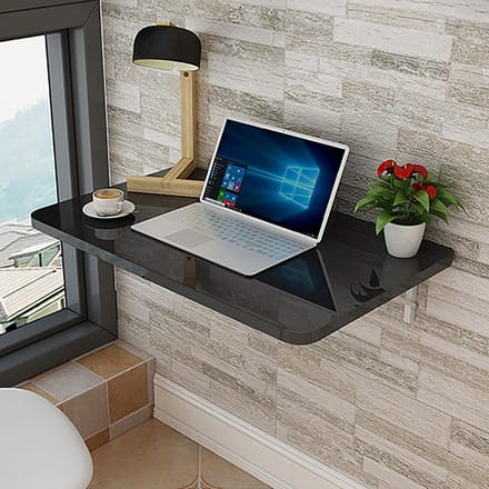 Opklapbare Wandtafel - Klapbureau Inklapbaar - Ruimtebesparend Werken - Stevig Metalen Frame - 100x40cm - Zwart