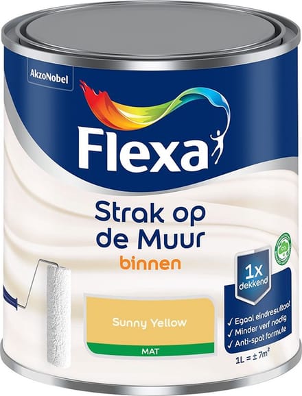 Flexa - Strak Op De Muur Binnen Mat - Sunny Yellow - Mengverf - 1 L