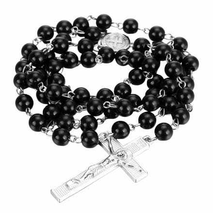 Fako Bijoux® - Rozenkrans Ketting - Acryl - Zwart - 8mm