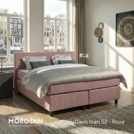 Anno 1588 - Boxspring Amsterdam - Pocketvering - Oud Roze - 90x200 cm - Inclusief Dekbed en Kussen