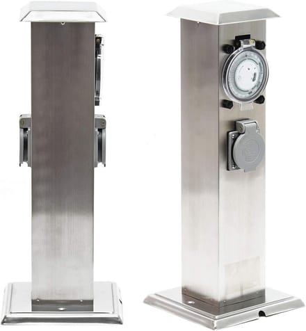 Tuinstopcontact - Stroompaal Buiten - Tuinverlichting Aansturen - Geïntegreerde Timer - IP44 - Zilver