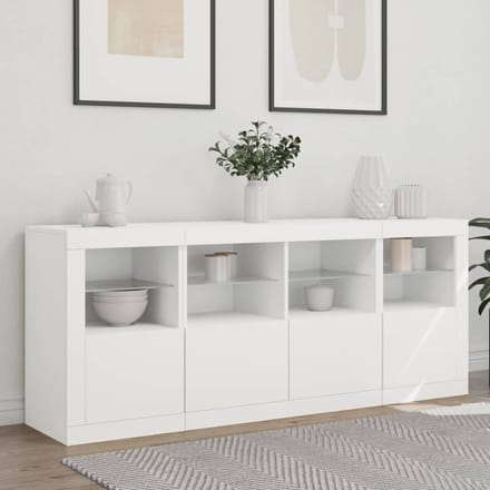 vidaXL - Dressoir - met - LED-verlichting - 163x37x67 - cm - wit