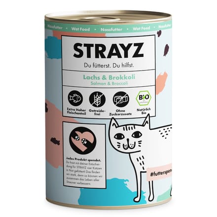 6x 400g STRAYZ Bio Zalm & Broccoli Nat Kattenvoer