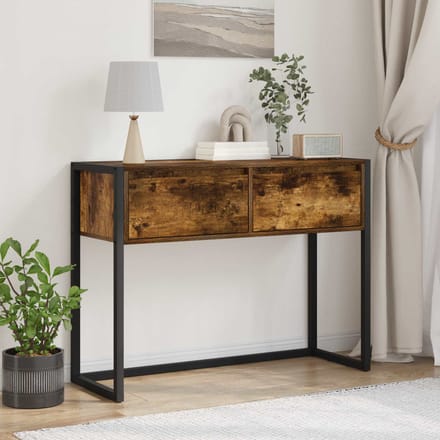 vidaXL - Bijzettafel - Rook - Eik - 100 - x - 36 - x - 75 - cm - Bewerkt - hout