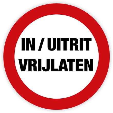 Simbol - Bord In/Uitrit Vrijlaten - Dibond - Formaat ø 30 cm.