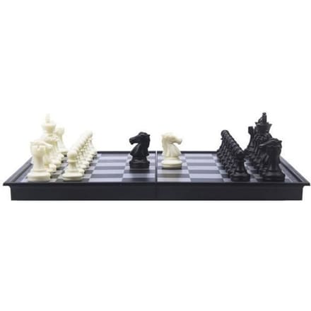 Reisspel Schaak & Backgammon 24 cm – Magnetisch & Opklapbaar – Inclusief Opbergcompartiment – Koning 50 mm – Engelhart