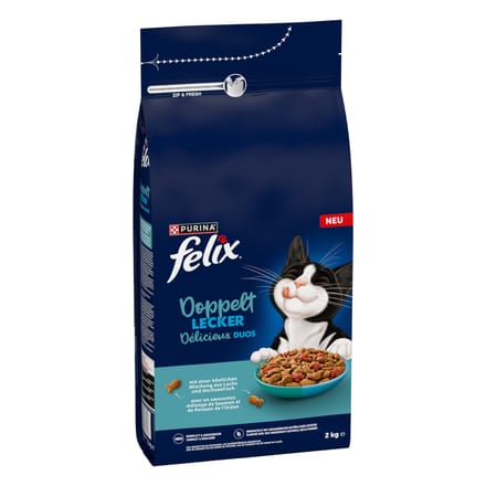 2 kg Felix Dubbel lekker zalm & zeevis kattenvoer droog