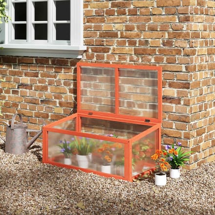 Wishdor Mini Kweekkas - Opklapbaar Dak - Polycarbonaat Panelen - Houten Frame - Oranje