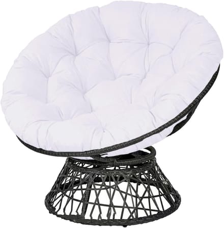 Hangstoel Kussen - Zitkussen Rond - Buiten Ontspannen - 10 cm Dik - 130 cm - Wit