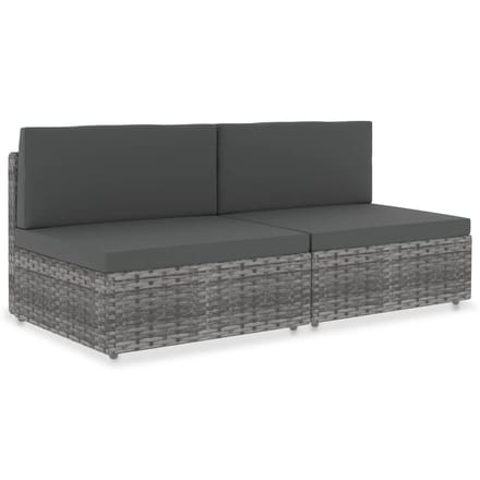 vidaXL - Tweezitsbank - sectioneel - poly - rattan - grijs