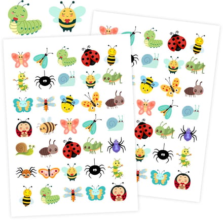 Insecten Stickers - 3 Stickervellen - Lente & Voorjaar - 105 Stickers