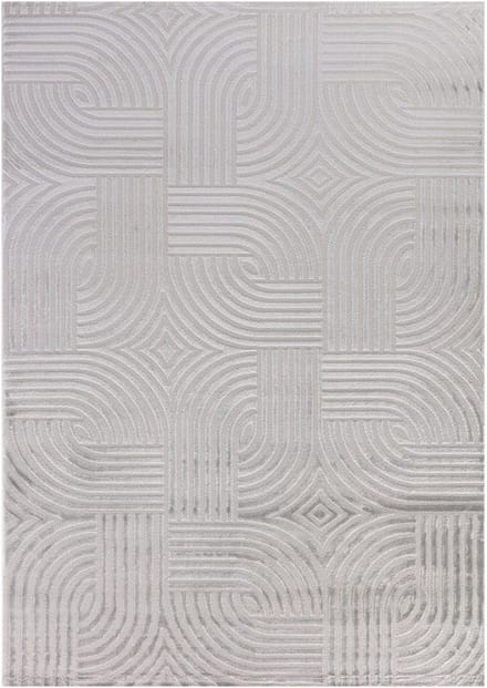 Flycarpets Cara Modern Japandi Architectura Vloerkleed - Zilver - 80x250 cm