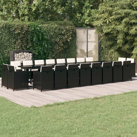 vidaXL - 21-delige - Tuinset - met - kussens - poly - rattan - zwart