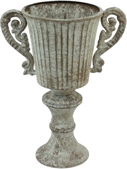 Decoratieve kelk/beker, metaal, antiek bruin/wit, Ø12cm, H26cm, vaas/p