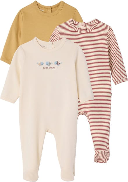 Vertbaudet Set van 3 pyjama's baby van biologisch katoen