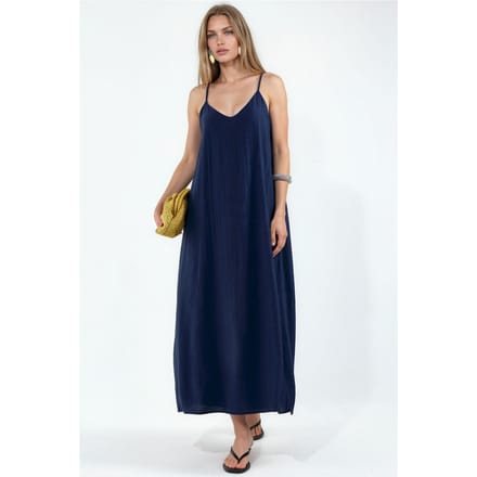 Dames Effen Maxi Slip Jurk