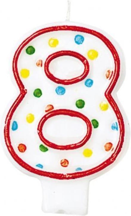 Amscan Verjaardagskaars 8 - Polka Dots 7,6 Cm Rood/wit