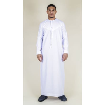 Heren witte Thobe Emirati islamitische Jubba gewaad Eid kwastje slim fit