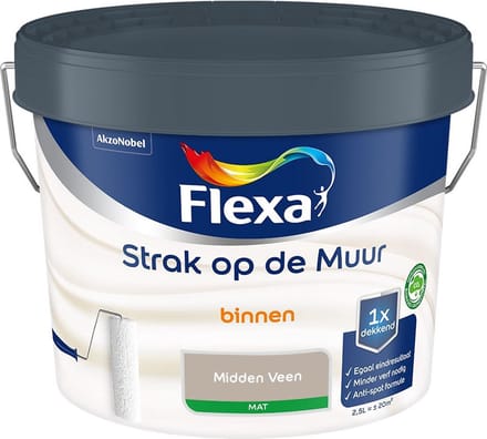 Flexa - Strak Op De Muur Binnen Mat - Midden Veen - Mengverf - 2,5 L