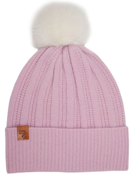 Stone Valley Merino wollen Muts in Roze met Pompon