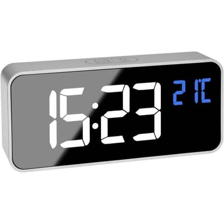 TFA Dostmann 60.2032.54 Wekker Kwarts Zilver Alarmtijden 2 Groot display, Extra luid wekgeluid