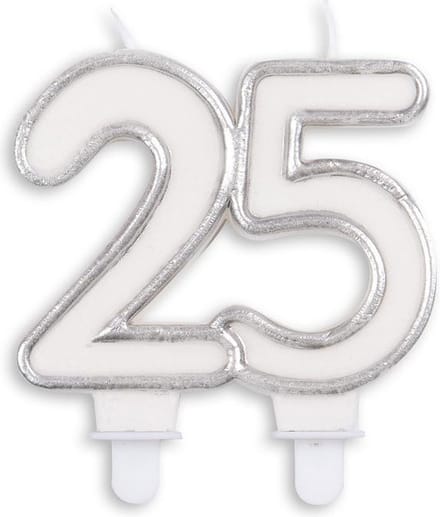 Wefiesta Cijferkaars 25 Glitter 7 X 7,5 Cm Wax Zilver