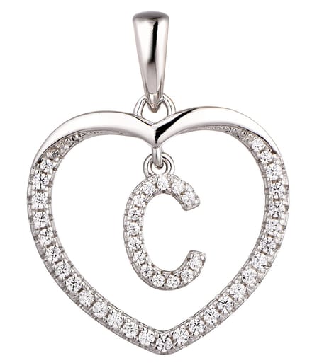 N3 Collecties 925 Hartje zilver Ketting met Hanger -Letter C