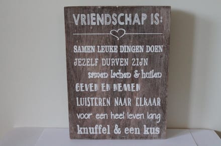 tekstbord naturel vriendschap is: