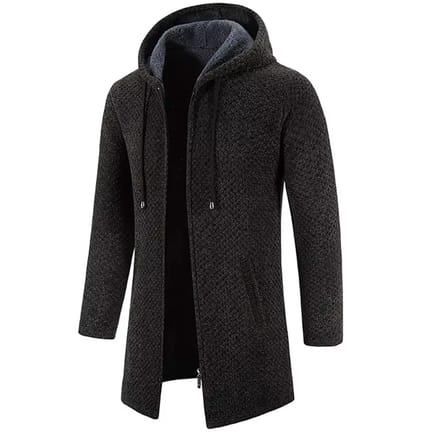 Extra Lang Vest met Capuchon - Rits - Trui - Zwart - Mannen - Mode