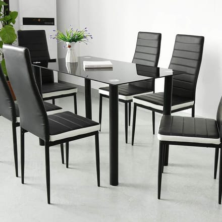 Luxe Moderne Faux Leather Eetkamerstoelen Set van 2 – Zwart & Wit