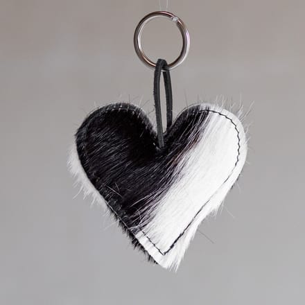 Sleutelhanger hart gevuld - Zwart/wit