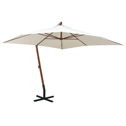 vidaXL - Zweefparasol - met - houten - paal - 300x300 - cm - wit