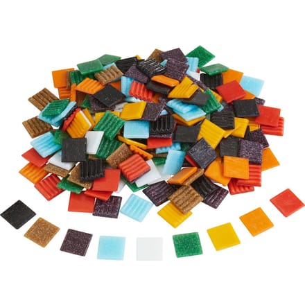 Glorex mozaiek steentjes/tegeltjes - groot verpakking - vierkant - 220x - glas - 2 x 2 cm