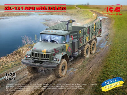 ICM Modelbouwpakket Militaire voertuigen - 72821 ZiL-131 AFU met DShKM Machinegeweer - Sovjet Militaire Vrachtwagen Plastic - 1:72 - Modelbouw