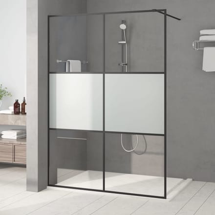 vidaXL - Inloopdouchewand - 140x195 - cm - halfmat - ESG-glas - zwart