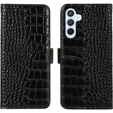 Mocaa Samsung S23 FE Croco Book Case Leer Zwart
