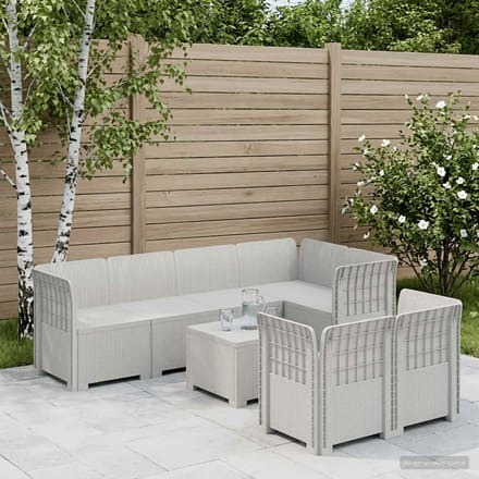 vidaXL - 7-Zits - Tuinbank - Rattan - Look - PP - Wit