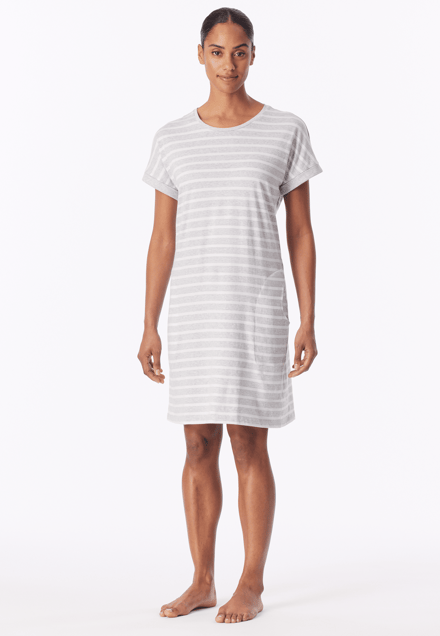 Slaapshirt met korte mouwen, gestrept, zilvergrijs gemêleerd - Casual Essentials 48