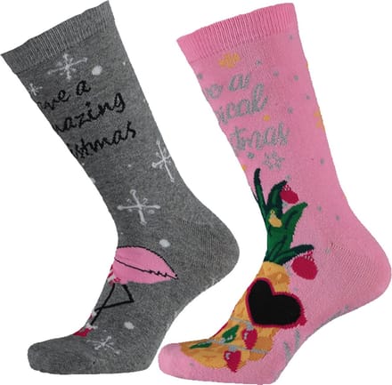 Apollo 2-Pack Foute Dames Kerstsokken Roze - Maat 36-41