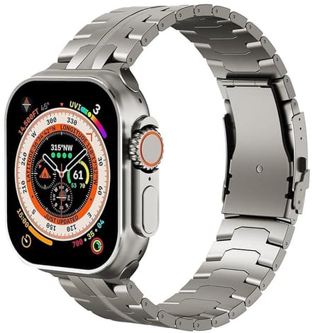 Mobiq - Titanium Bandje geschikt voor Apple Watch 49 mm - Titanium