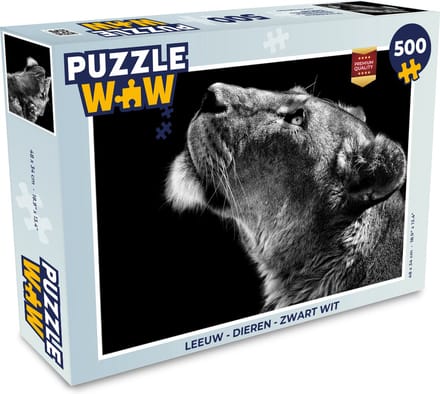 Puzzel Leeuw - Dieren - Zwart wit - Legpuzzel - Puzzel 500 stukjes