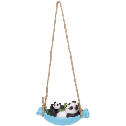 Statue Balançoire Panda Mère et Bébé Panda Allongés Sur La Balançoire Résine Simulation Animal Jardin white