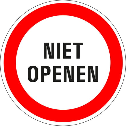 Niet openen sticker 200 mm