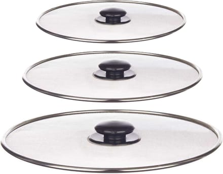 Kinvara Afgietdeksel/pannendeksel set - 3x stuks - Dia 29/25/21 cm - metaal - plat model