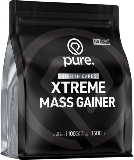 Pure. Xtreme Mass Gainer - Aardbei - 1500g - eiwit - koolhydraten - gewichtstoename - weightgainer