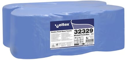 Poetspapier Celtex Centerfeed Midi 2-laags blauw 108 meter krimp a 6 rol