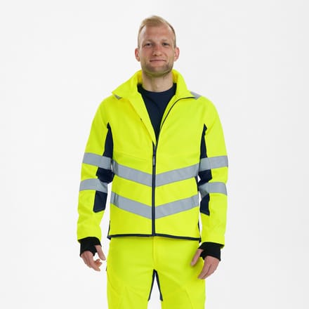 Engel Safety werkjack met 2-weg stretch 1544-314 - Hi-vis Yellow / Blue Ink - S