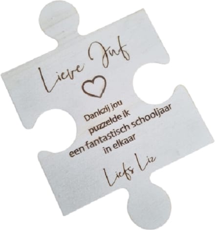 Lieve juf puzzelstuk gepersonaliseerd - decoratie - 21 x 14 cm