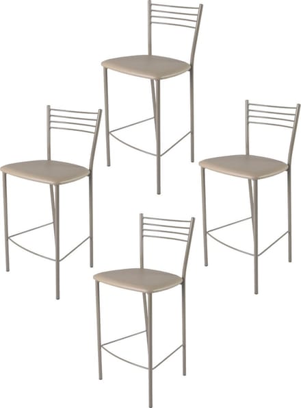 Tommychairs Elena - Eetkamerstoelen - Set van 4 - Aluminium & Donker Grijs - Kunstleer