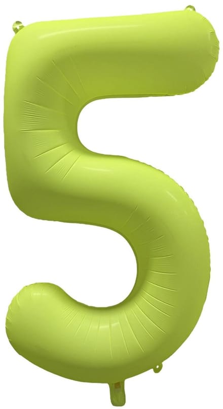 Riethmüller - Folieballon cijfer 5 - neon geel - 86 cm